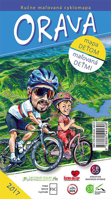 Maľovaná cyklomapa pre deti CBS Orava - skladaná