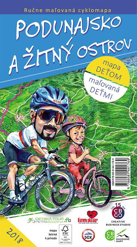 Maľovaná cyklomapa pre deti CBS Podunajsko a Žitný ostrov - skladaná