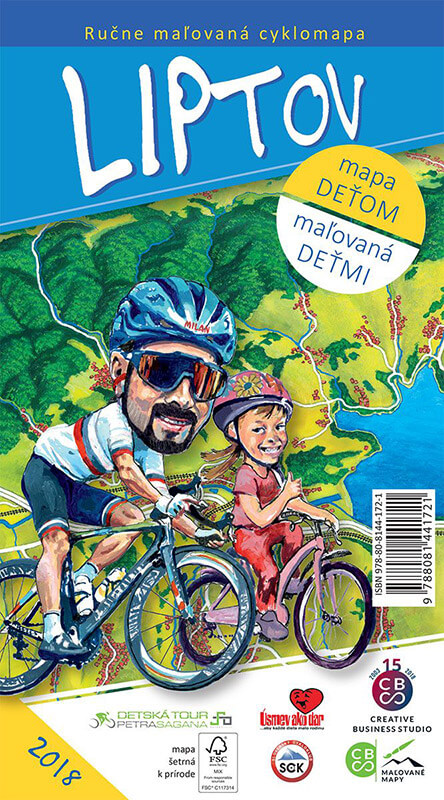 Maľovaná cyklomapa pre deti CBS Liptov - skladaná