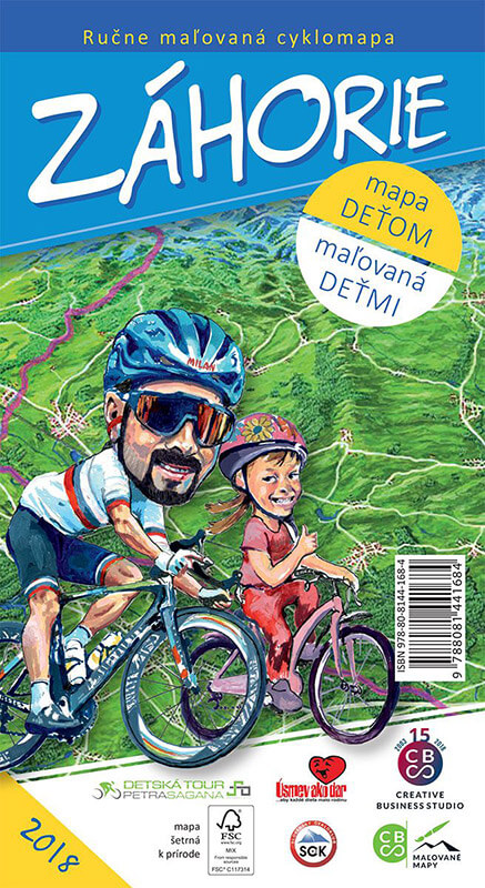 Maľovaná cyklomapa pre deti CBS Záhorie - skladaná