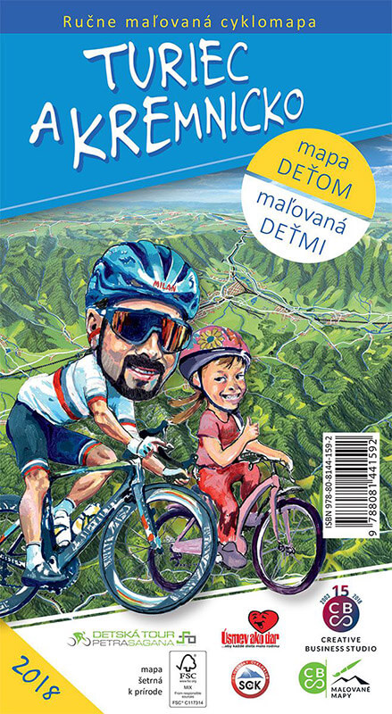 Maľovaná cyklomapa pre deti CBS Turiec a Kremnicko - skladaná