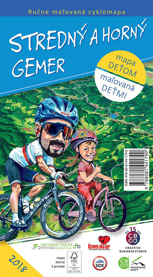 Maľovaná cyklomapa pre deti CBS Stredný a Horný Gemer - skladaná