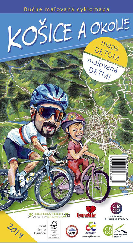 Maľovaná cyklomapa pre deti CBS Košice a okolie - skladaná