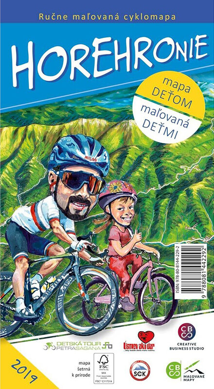 Maľovaná cyklomapa pre deti CBS Horehronie - skladaná