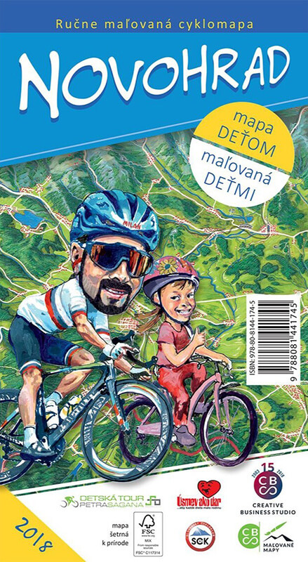 Maľovaná cyklomapa pre deti CBS Novohrad - skladaná