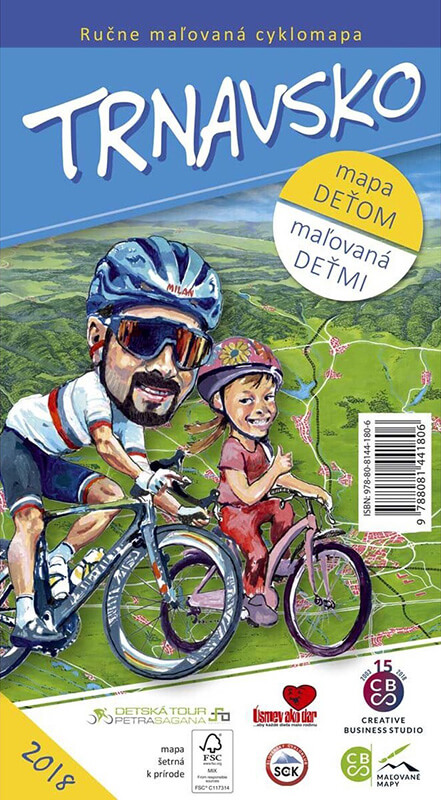 Maľovaná cyklomapa pre deti CBS Trnavsko - skladaná