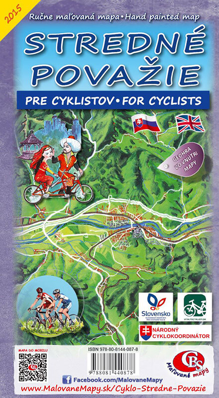 Maľovaná cyklomapa CBS Stredné Považie - skladaná