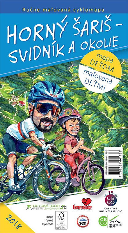 Maľovaná cyklomapa pre deti CBS Horný Šariš - Svidník a okolie - skladaná