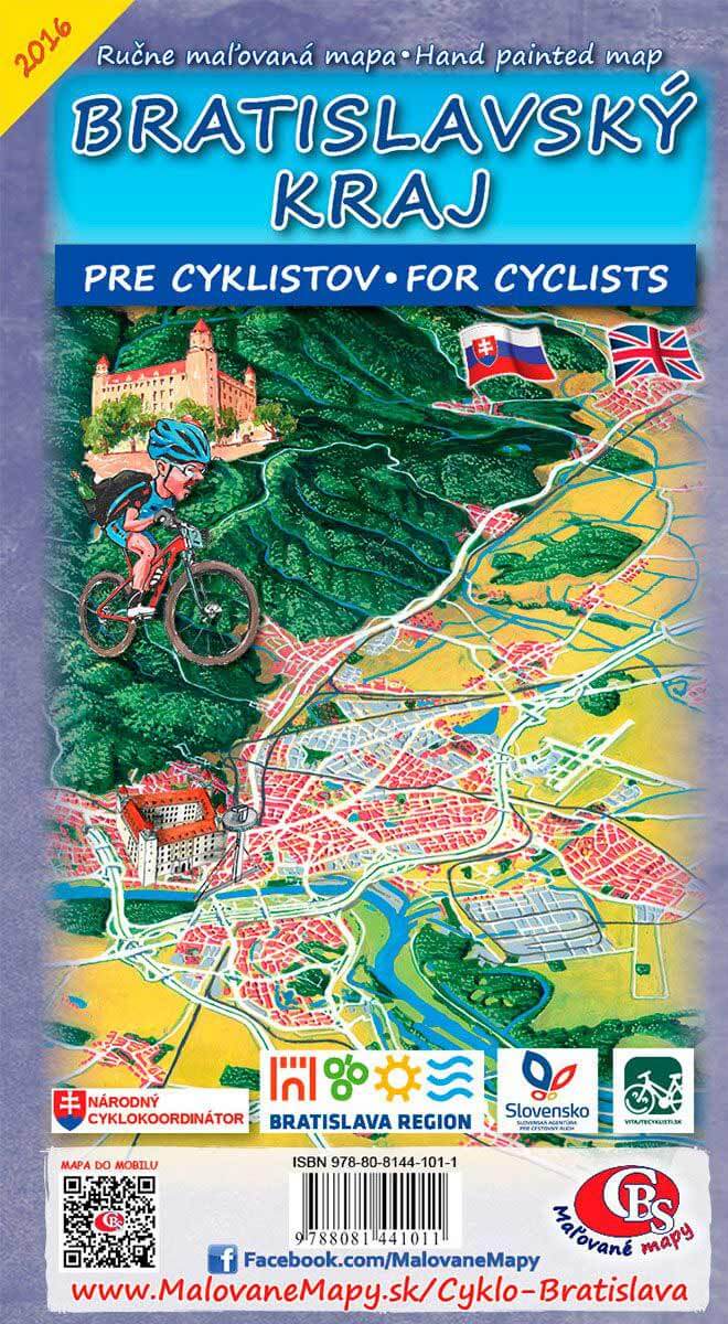 Maľovaná cyklomapa CBS Bratislavský kraj pre cyklistov - skladaná