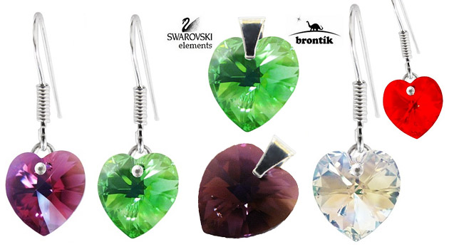 Elegantná strieborná súprava Swarovski srdiečka. Pri kúpe troch setov dostanete štvrtý set úplne zadarmo.