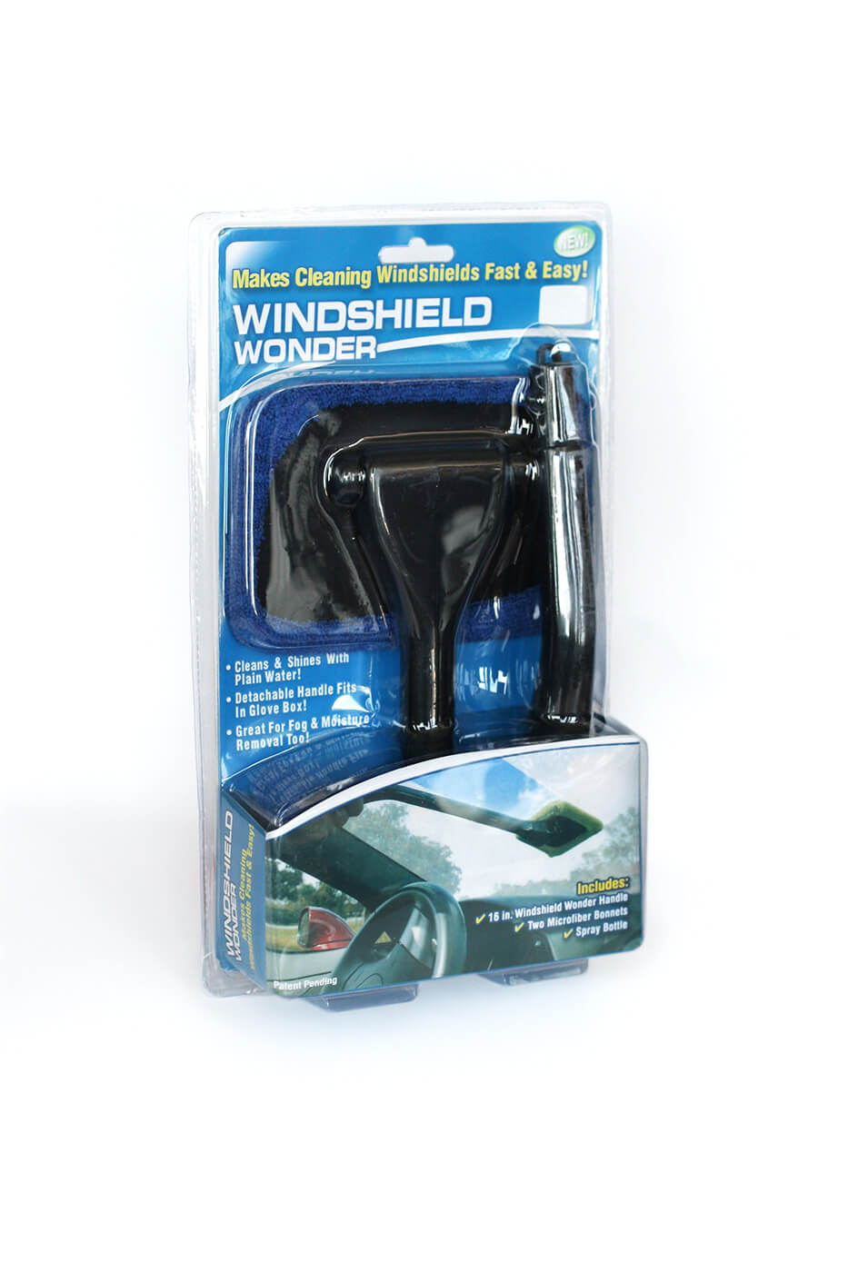 Windshield Wonder Stierka na čistenie skiel s rúčkou, sprejovou fľašou a 2 utierkami z mikrovlákna - modrá