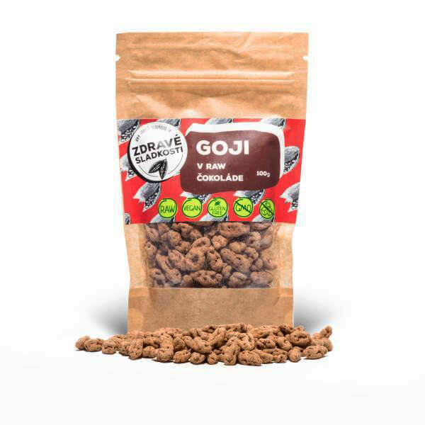 Zdravé sladkosti Goji v raw čokoláde 100 g