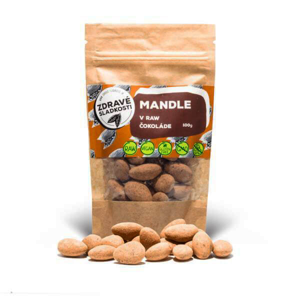 Zdravé sladkosti Mandle v raw čokoláde 100 g