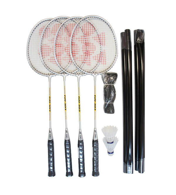 Bedmintonový set Yonex GR 303S so 4 raketami, 2 košíkmi a sieťkou so stojanom