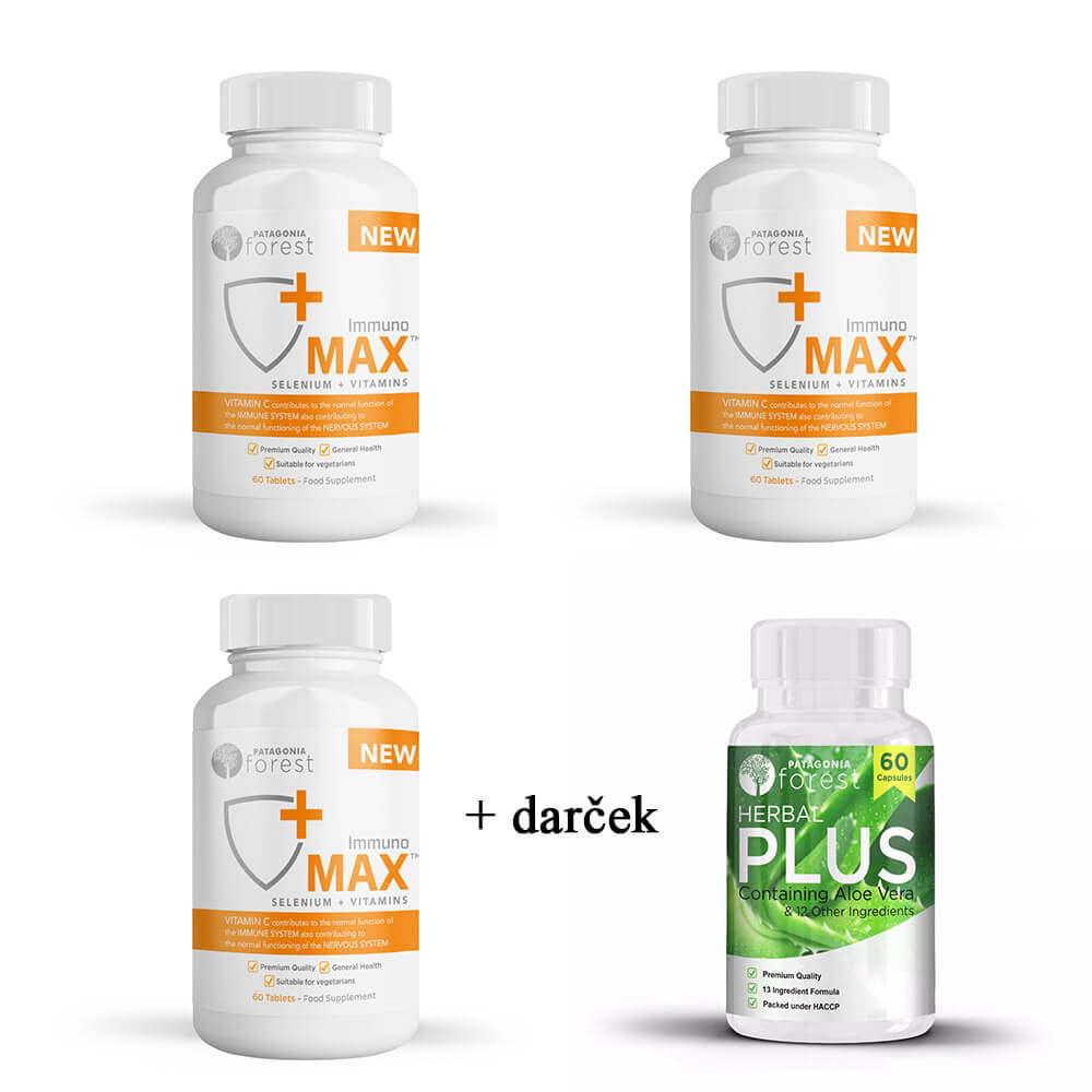 Patagonia Forest: 3x Immuno Max na ochranu organizmu (balenie 60 tabliet) + Herbal Plus Komplex 60 kapsúl ako DARČEK