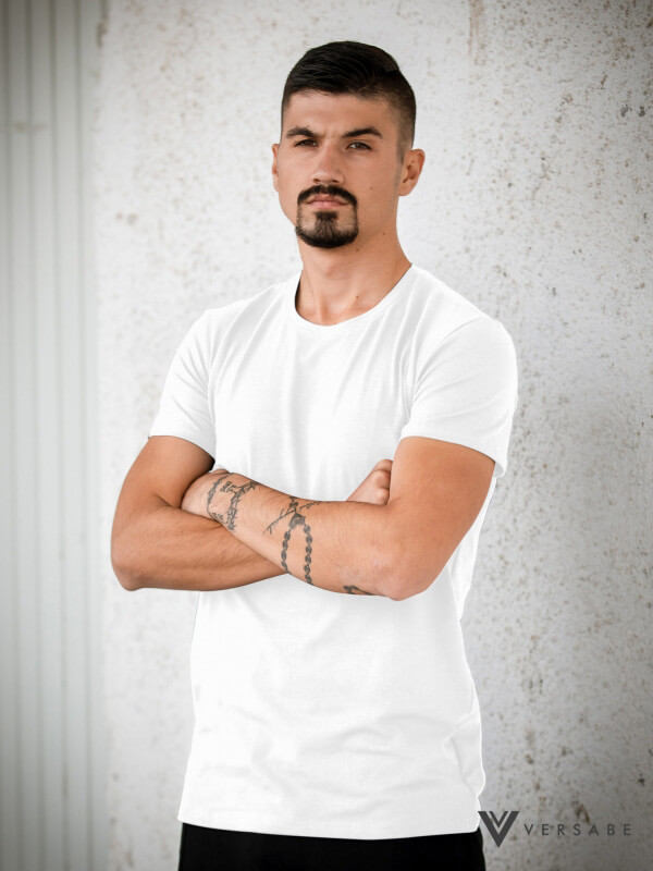 Versabe pánske tričko biele s okrúhlym výstrihom - veľkosť S