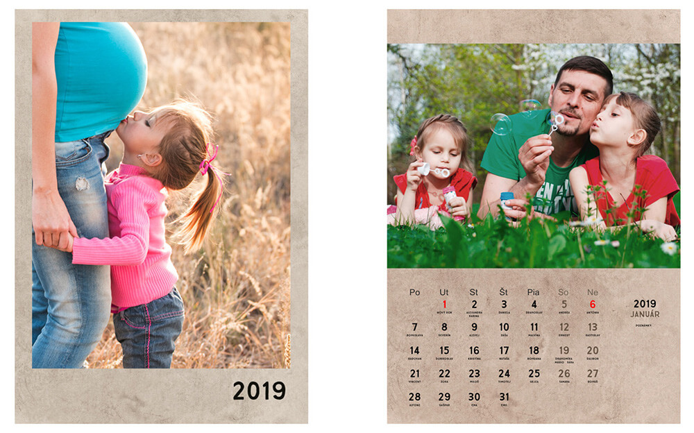 Graviprint, Bratislava: Nástenný kalendár A4 (12 strán + obálka + zadný biely list)  - rodinný