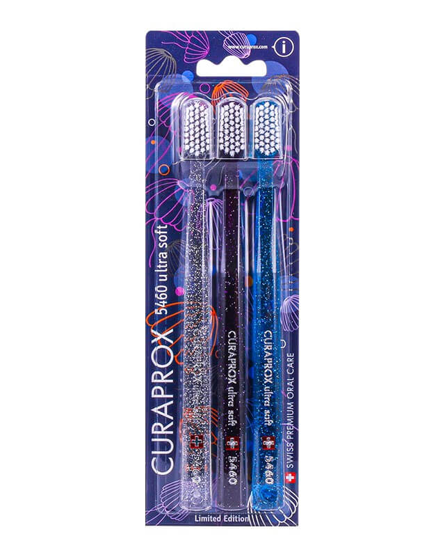 Curaprox zubné kefky - Medúzová edícia (5460 ultra soft - 3 ks v balení) - tmavomodrá