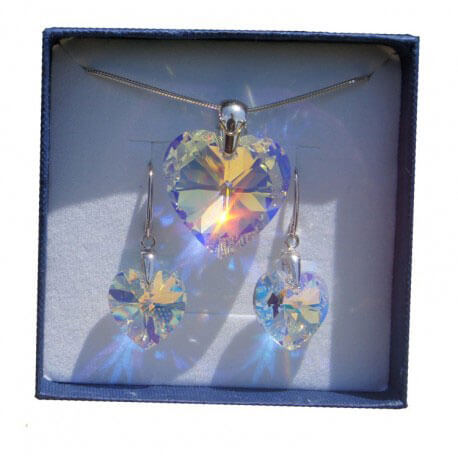 Súprava náušníc a prívesku SWAROVSKI Mega Crystal AB v darčekovej krabičke (28 mm prívesok, 18 mm náušnice)