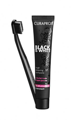 Curaprox Black is White pack: Zubná pasta 90 ml (fresh lime-mint) + zubná kefka 5100