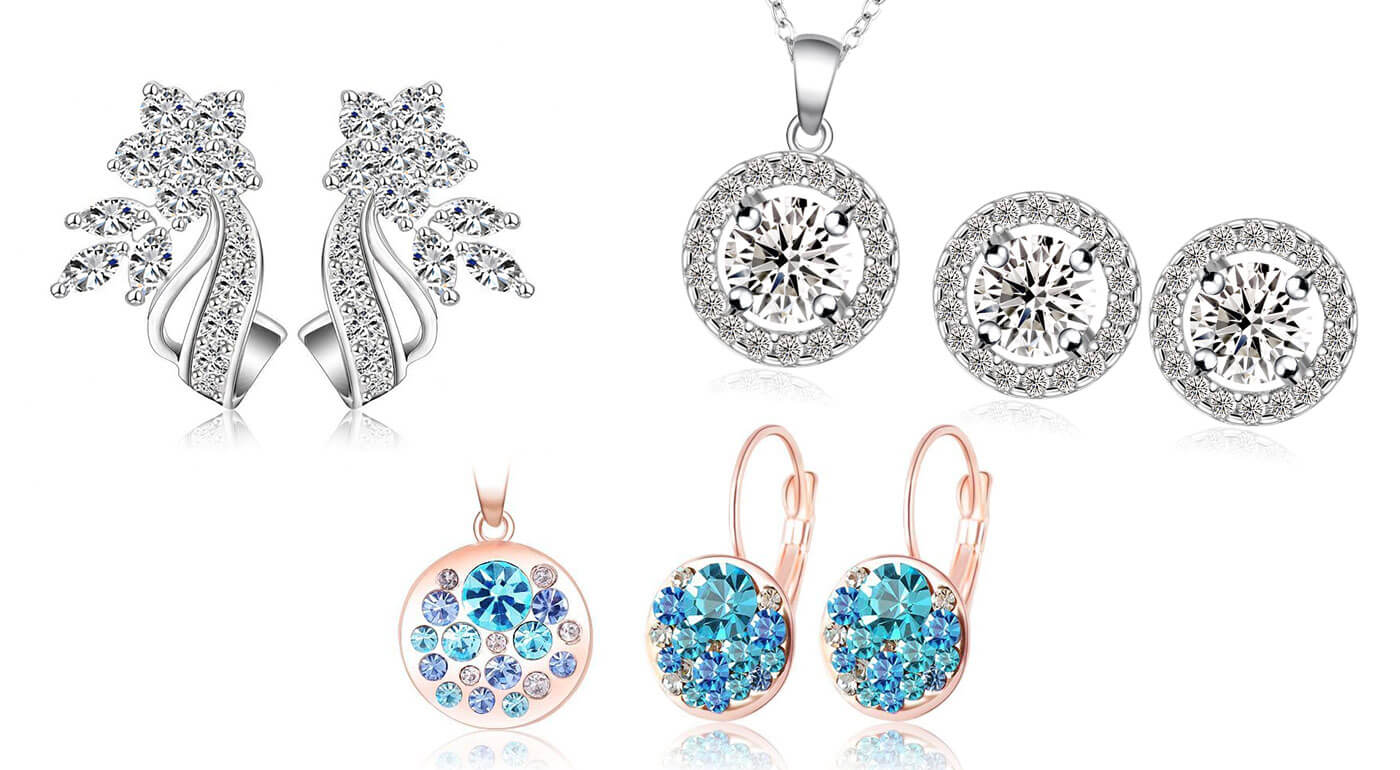 Set šperkov alebo náušnice so zirkónmi