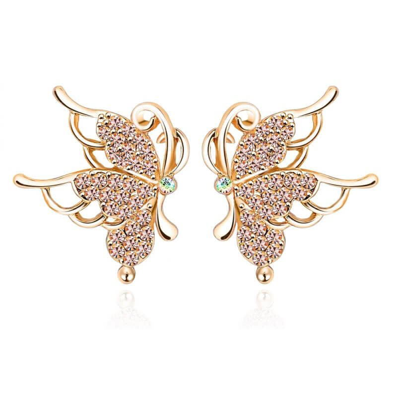 Náušnice Jasmine s rakúskymi krištáľmi a trojitou vrstvou 18-karátového ružového zlata