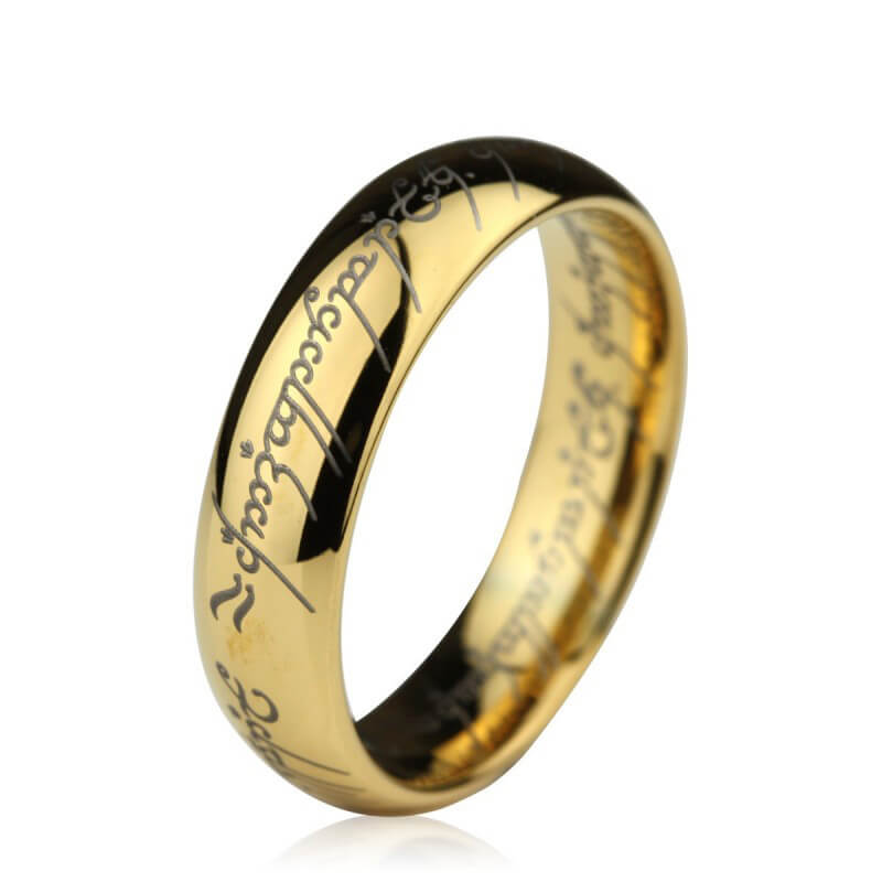 Wolfrámový prsteň Pán prsteňov pozlátený