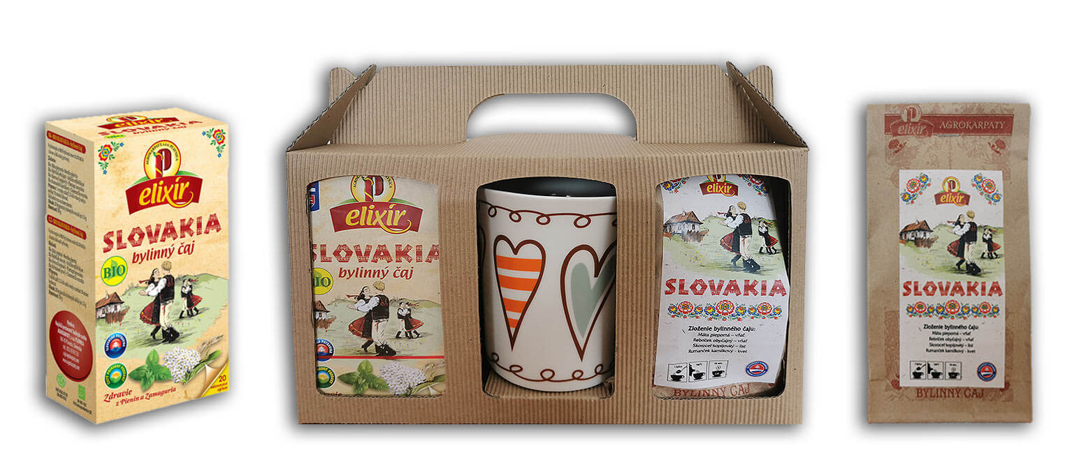 Agrokarpaty Darčeková sada Slovakia s hrnčekom (sypaný čaj Slovakia a vrecúškový čaj Slovakia)