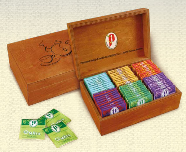 Agrokarpaty drevená čajová kazeta tmavá (10x6 druhov čajov)