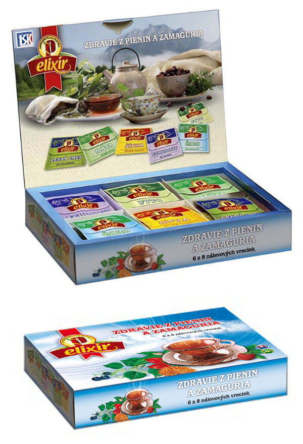 Agrokarpaty Elixír Zdravie z Pienin a Zamaguria čajová kazeta bylinno-ovocný mix (8x6 druhov čajov)