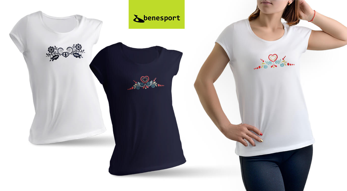 Ľudové tričká Benesport s výšivkou pre dámy