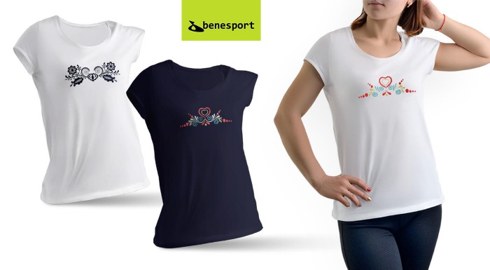 Ľudové tričká Benesport s výšivkou pre dámy