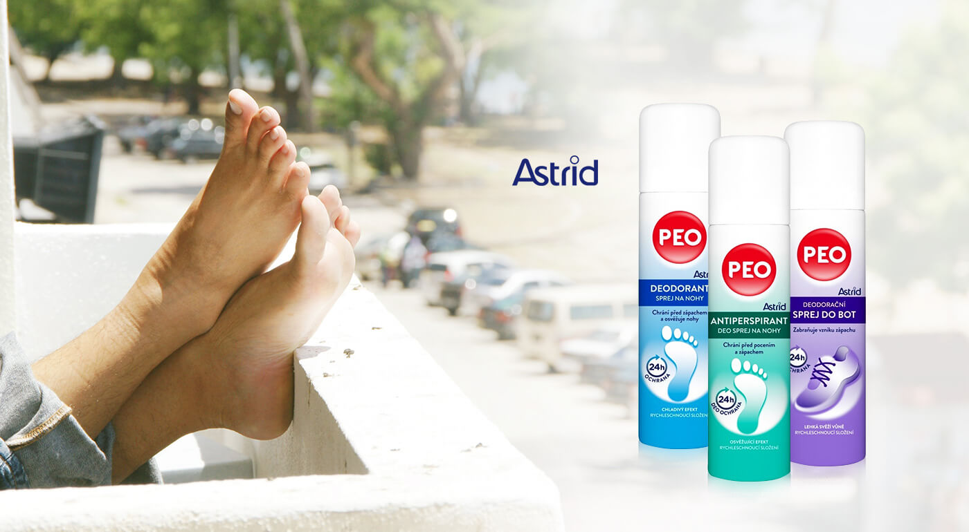 Spreje na nohy a topánky značky PEO