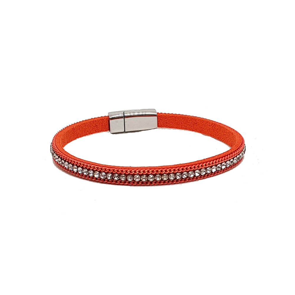 Náramok z eko kože oranžový (dĺžka 19 cm, hrúbka 0,5 cm)