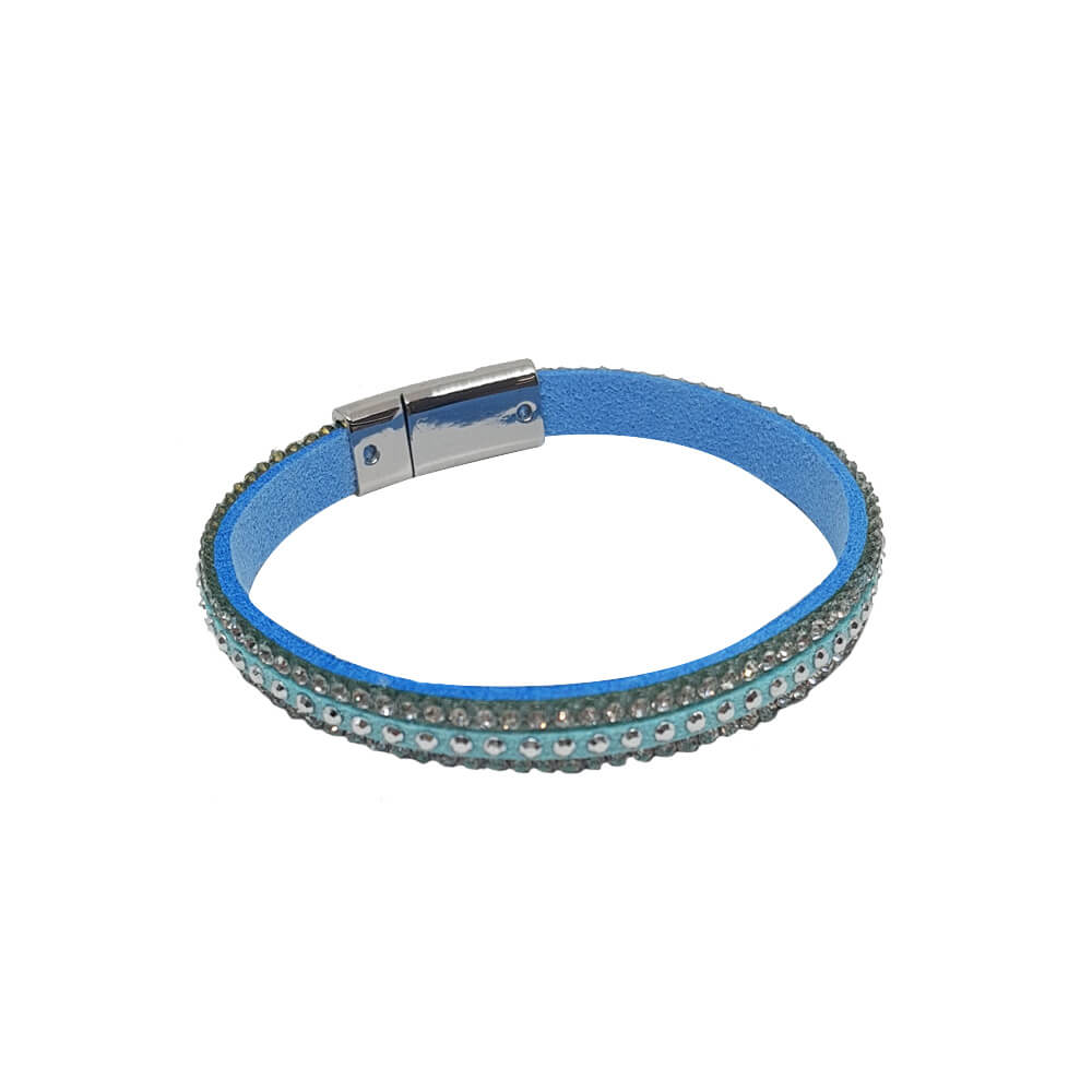 Náramok z eko kože modrý (dĺžka 19 cm, hrúbka 0,5 cm)