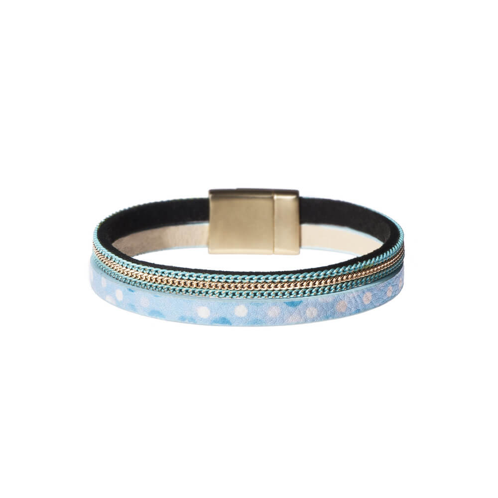 Náramok z eko kože bledomodrý (dĺžka 19 cm, hrúbka 1 cm)