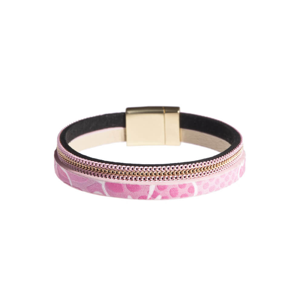 Náramok z eko kože ružový (dĺžka 19 cm, hrúbka 1 cm)