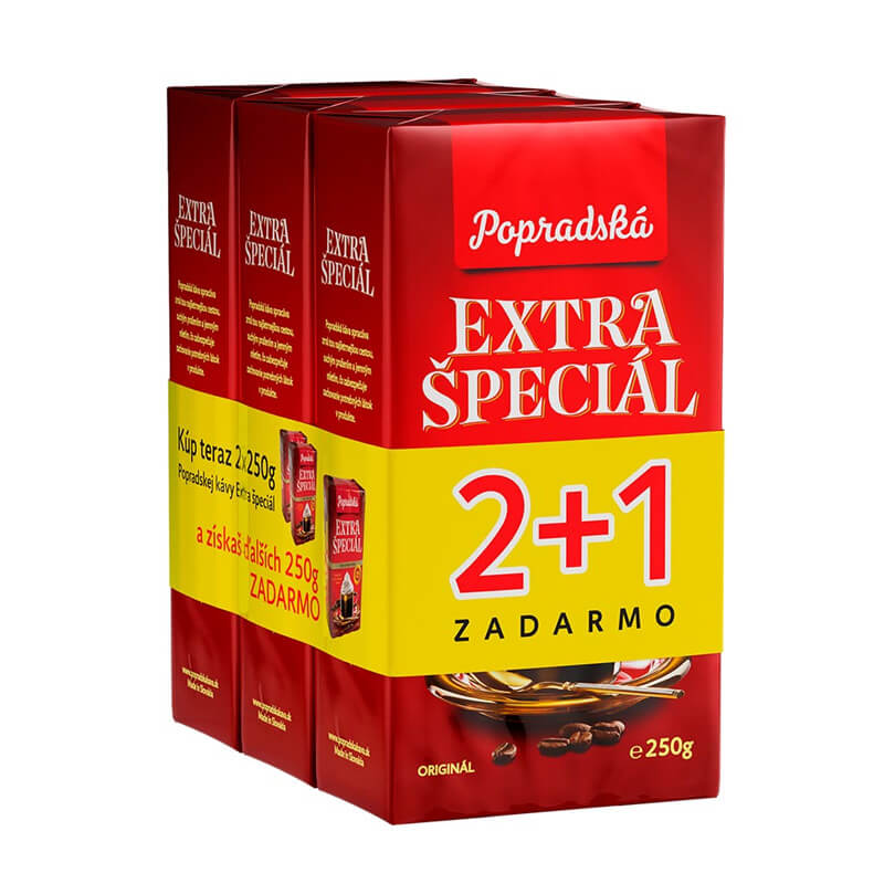 Popradská káva Extra Špeciál mletá 250 g 2+1 ZDARMA