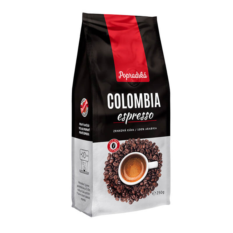 Popradská káva Colombia espresso zrnková 250 g