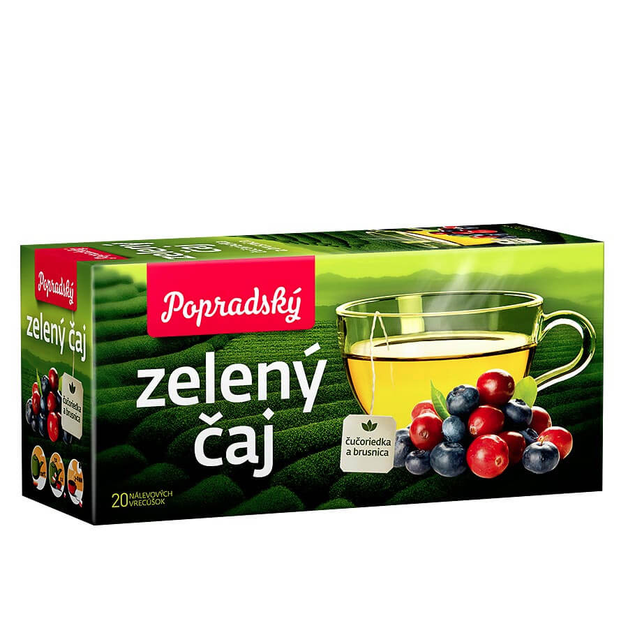 Popradský zelený čaj Čučoriedka a brusnica (20 nálevových vreciek)