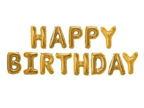 Set narodeninových balónov HAPPY BIRTHDAY zlatý