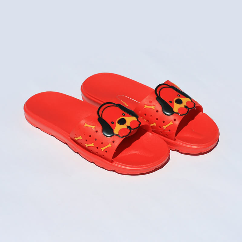 Flameshoes detské šľapky so psíkom červené - veľkosť 33