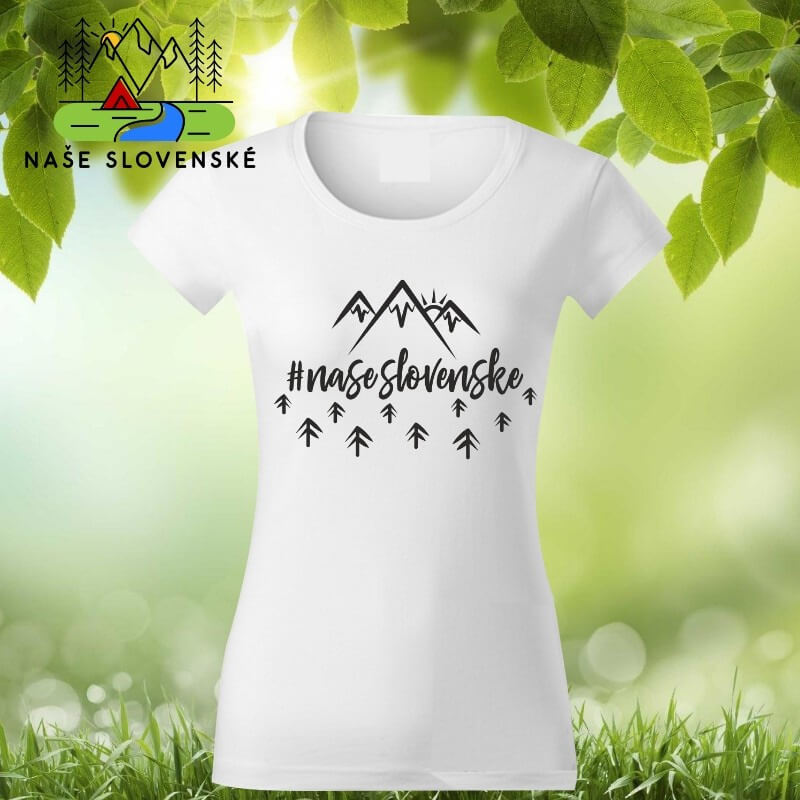 Dámske tričko s krátkym rukávom Naše slovenské - biele, veľkosť L
