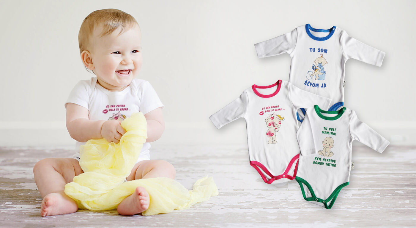 Body pre bábätká so slovenskými nápismi