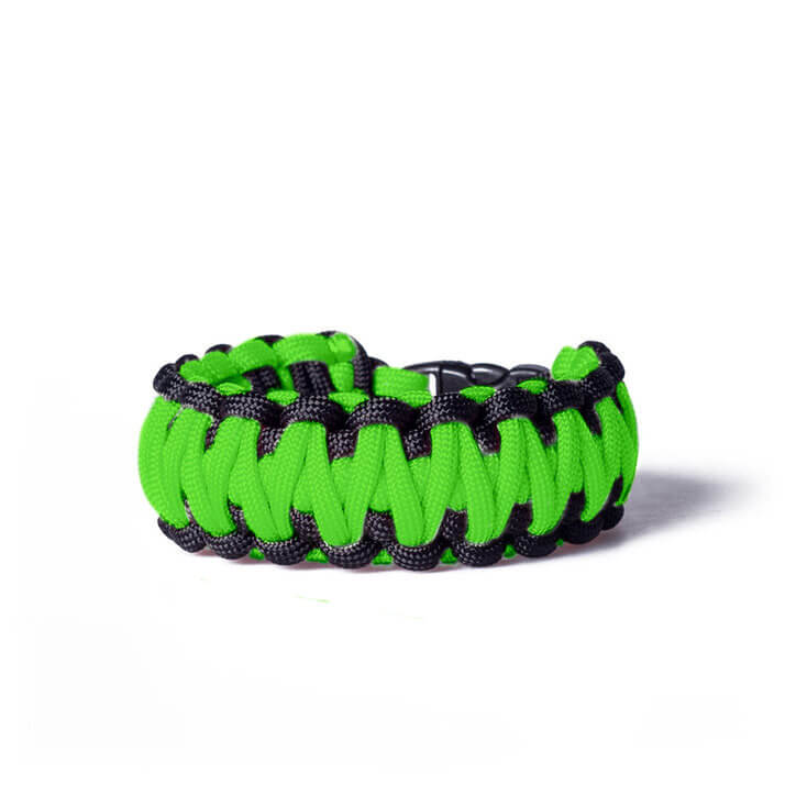Paracord survival náramok prežitia - zeleno-čierny