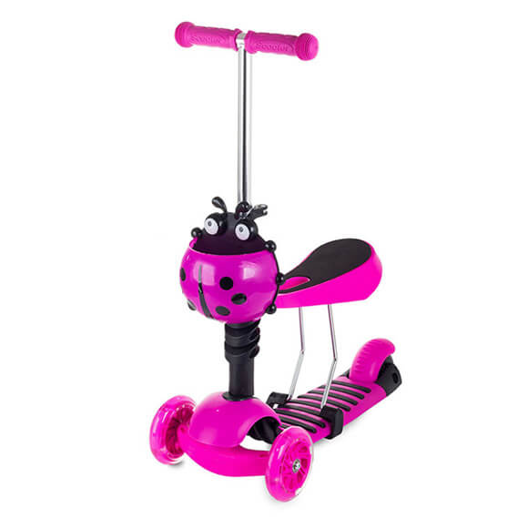 Detská kolobežka   a odrážadlo 3v1 ružová