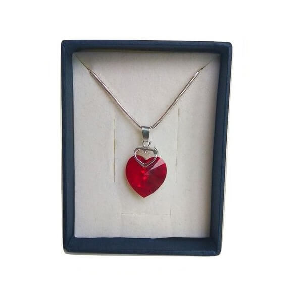 Prívesok Srdce v srdci SWAROVSKI - Siam Red (veľkosť 18 mm)