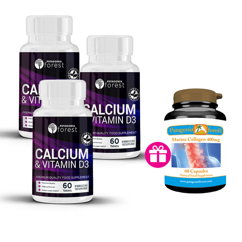 3x Vitamín D3 a Calcium (60 kapsúl) + 1x balenie Marine collagen GRÁTIS