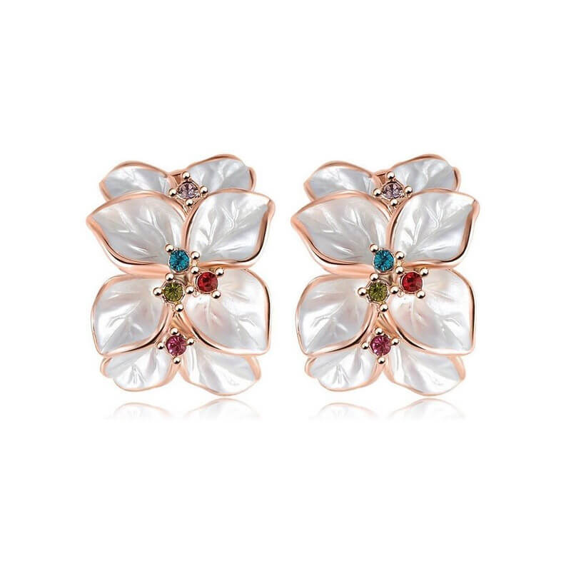 Náušnice Jasmine s rakúskymi krištáľmi a trojitou vrstvou 18-karátového ružového zlata