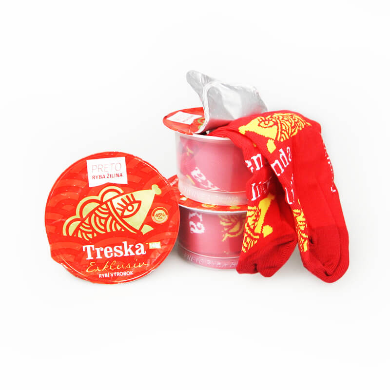 FunnySOX ponožky Treska červená - veľkosť 36-40